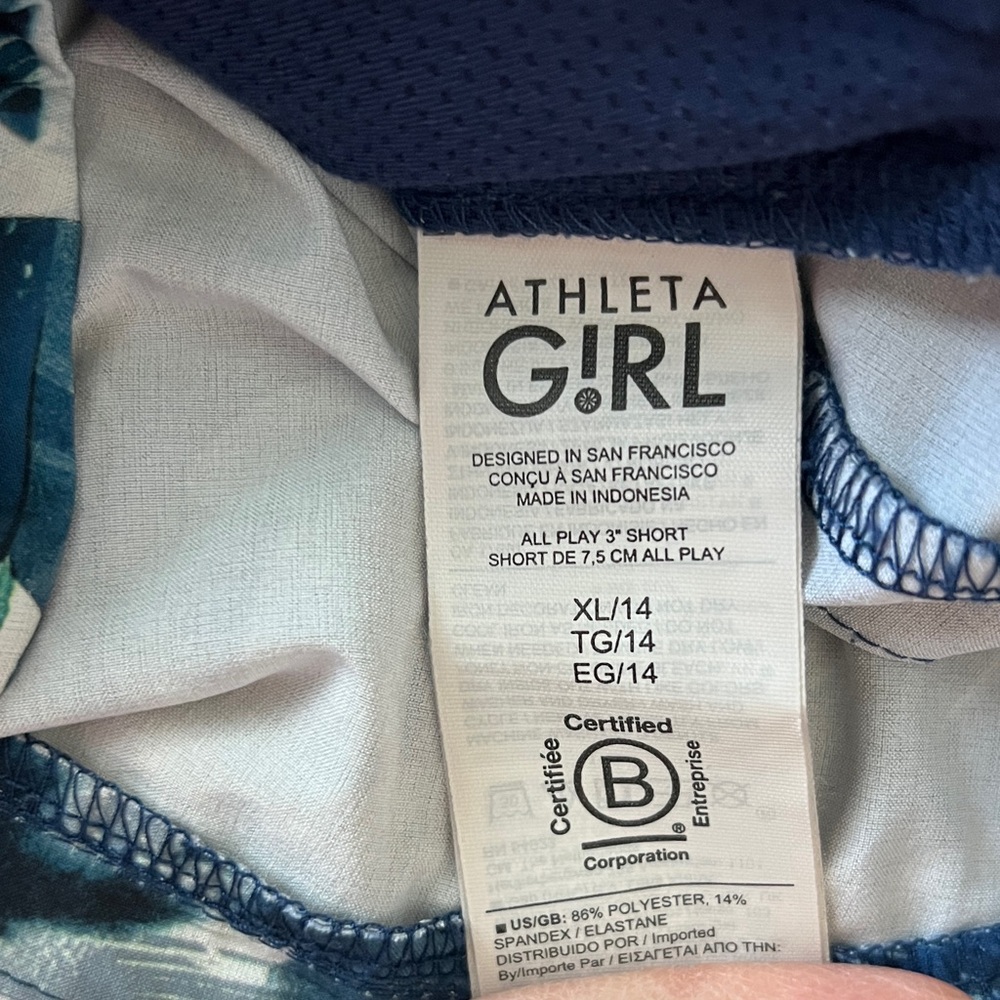 Athleta Girls ALL PLAY 3” Tropical Blue Floral Shorts - Picture 8 of 8